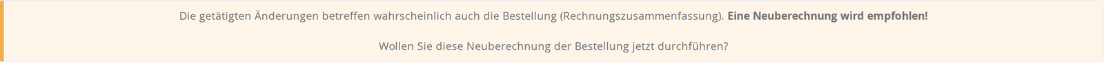 Die Rückfrage vor dem Neuberechnen mit den Schaltflächen Ja und Nein